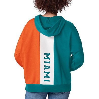 Women's Starter Aqua Miami Dolphins Power Move Long Sleeve Pullover Hoodie