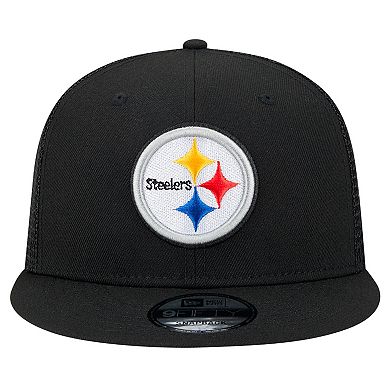 Men's New Era Black Pittsburgh Steelers Main Trucker 9FIFTY Snapback Hat