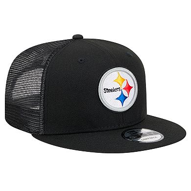 Men's New Era Black Pittsburgh Steelers Main Trucker 9FIFTY Snapback Hat