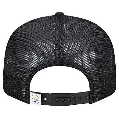 Men's New Era Black Pittsburgh Steelers Main Trucker 9FIFTY Snapback Hat