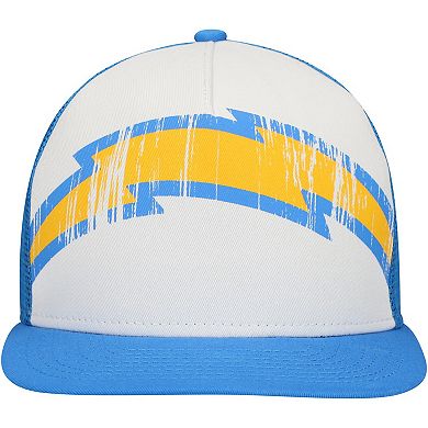 Youth New Era White/Powder Blue Los Angeles Chargers Distressed 9FIFTY A-Frame Snapback Hat