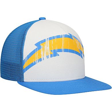 Youth New Era White/Powder Blue Los Angeles Chargers Distressed 9FIFTY A-Frame Snapback Hat