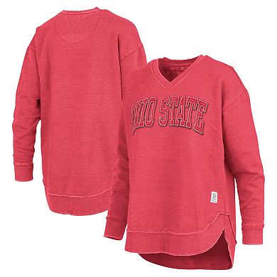 Women's Pressbox Scarlet Ohio State Buckeyes Westin Poncho V-Neck Pullover Sweatshirt