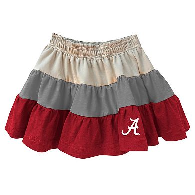 Girls Toddler Wes & Willy Tan Alabama Crimson Tide Tri-Blend Sleeveless Full-Zip Hoodie & Tiered Skirt Set