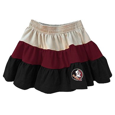 Girls Toddler Wes & Willy Tan Florida State Seminoles Tri-Blend Sleeveless Full-Zip Hoodie & Tiered Skirt Set