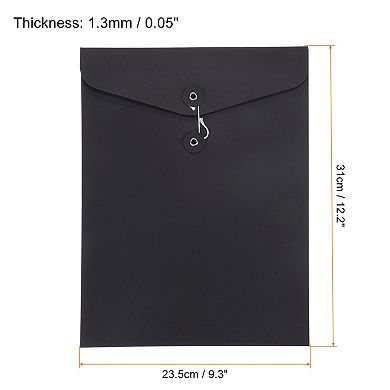 String File Folders 2 Pack A4 Size Document Letter Organizer Holder Filing Envelopes Jacket, Black