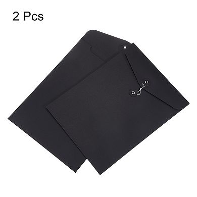 String File Folders 2 Pack A4 Size Document Letter Organizer Holder Filing Envelopes Jacket, Black