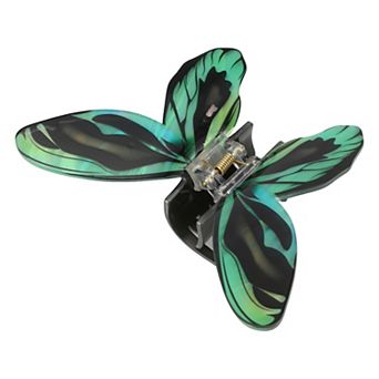 Butterfly Hair Clips Hairdo Clip For Women 4.49"x3.35"x1.57" Green Black 1 pc
