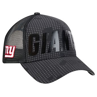 Men's New Era Black New York Giants Midnight Ink Tonal Text A-Frame Trucker 9FORTY Adjustable Hat