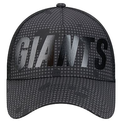 Men's New Era Black New York Giants Midnight Ink Tonal Text A-Frame Trucker 9FORTY Adjustable Hat