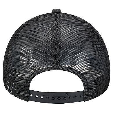 Men's New Era Black New York Giants Midnight Ink Tonal Text A-Frame Trucker 9FORTY Adjustable Hat