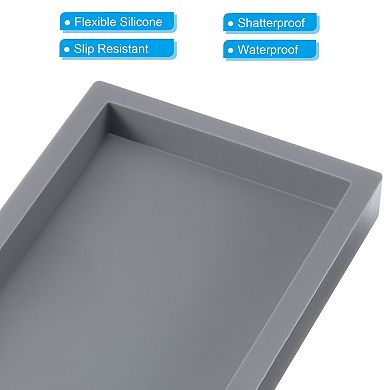 Silicone Bathroom Tray, 8" x 4" Jewelry Organizer Dish for Soap Dispenser, Coin, Key