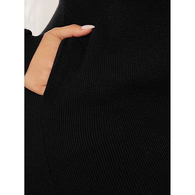 Women's Plus Size Sweater Dress Long Sleeve Knit Pullover Hooded With Pocket Sweater Dresses