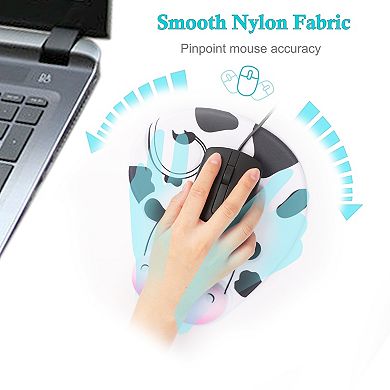 Ergonomic Mouse Pad With Wrist Support Rest Cow Style Cute Mouse Pad With Non-slip Rubber Base