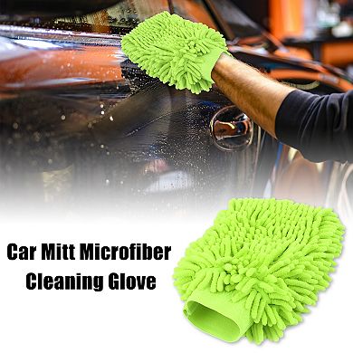 Car Mitt Microfiber Wash Washing Cleaning Glove Anti Scratch Fluorescent Green