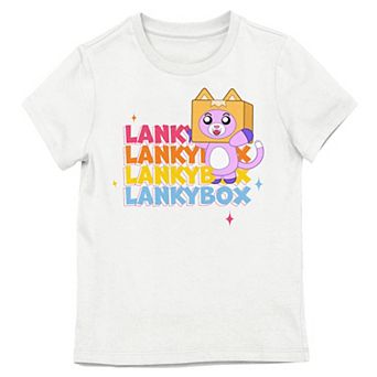 Girls Lankybox Foxy Repeat Text Short Sleeve Tee
