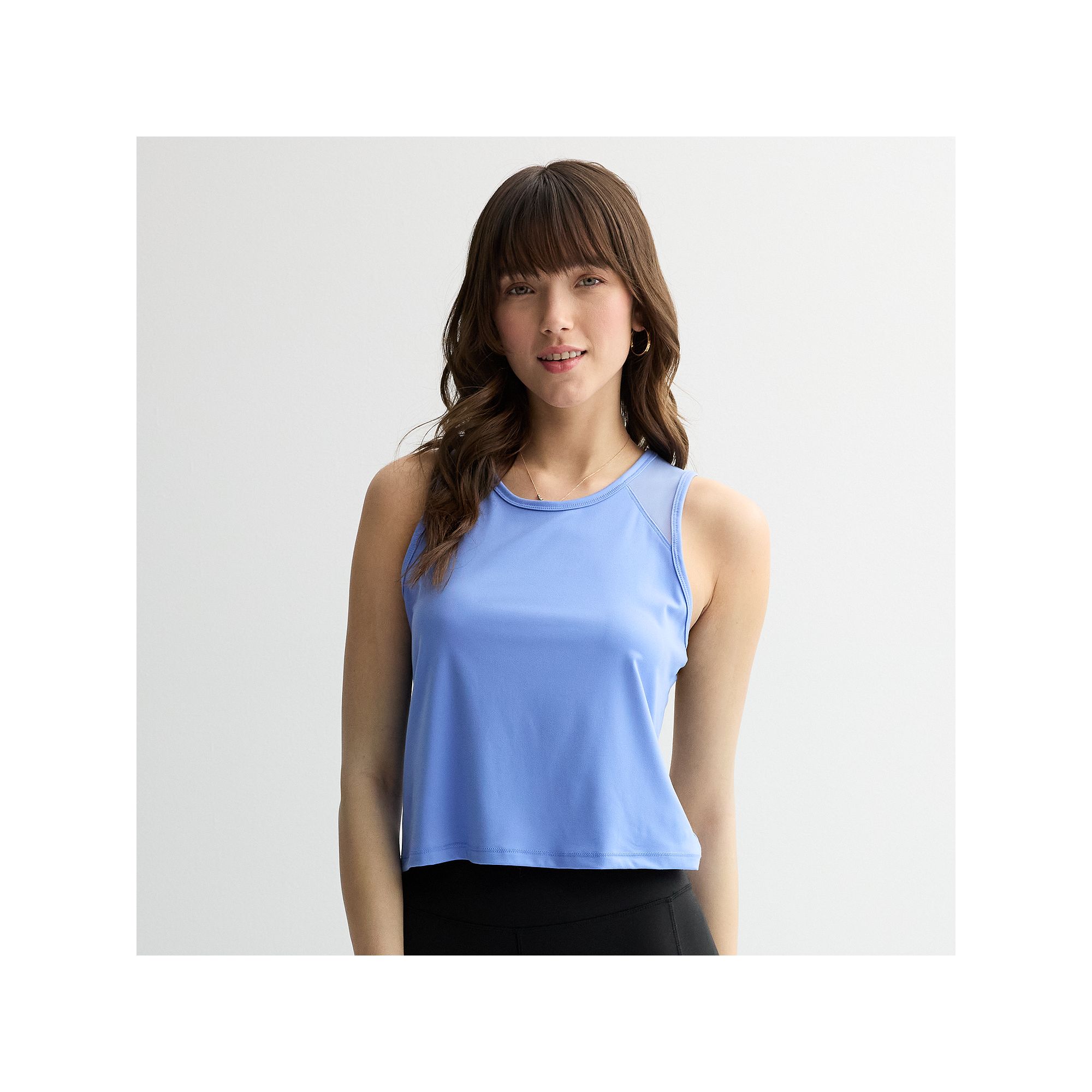 Juniors SO® Mesh Shoulder Relaxed Tank Top, Girls, Size: XS, Bea Blue