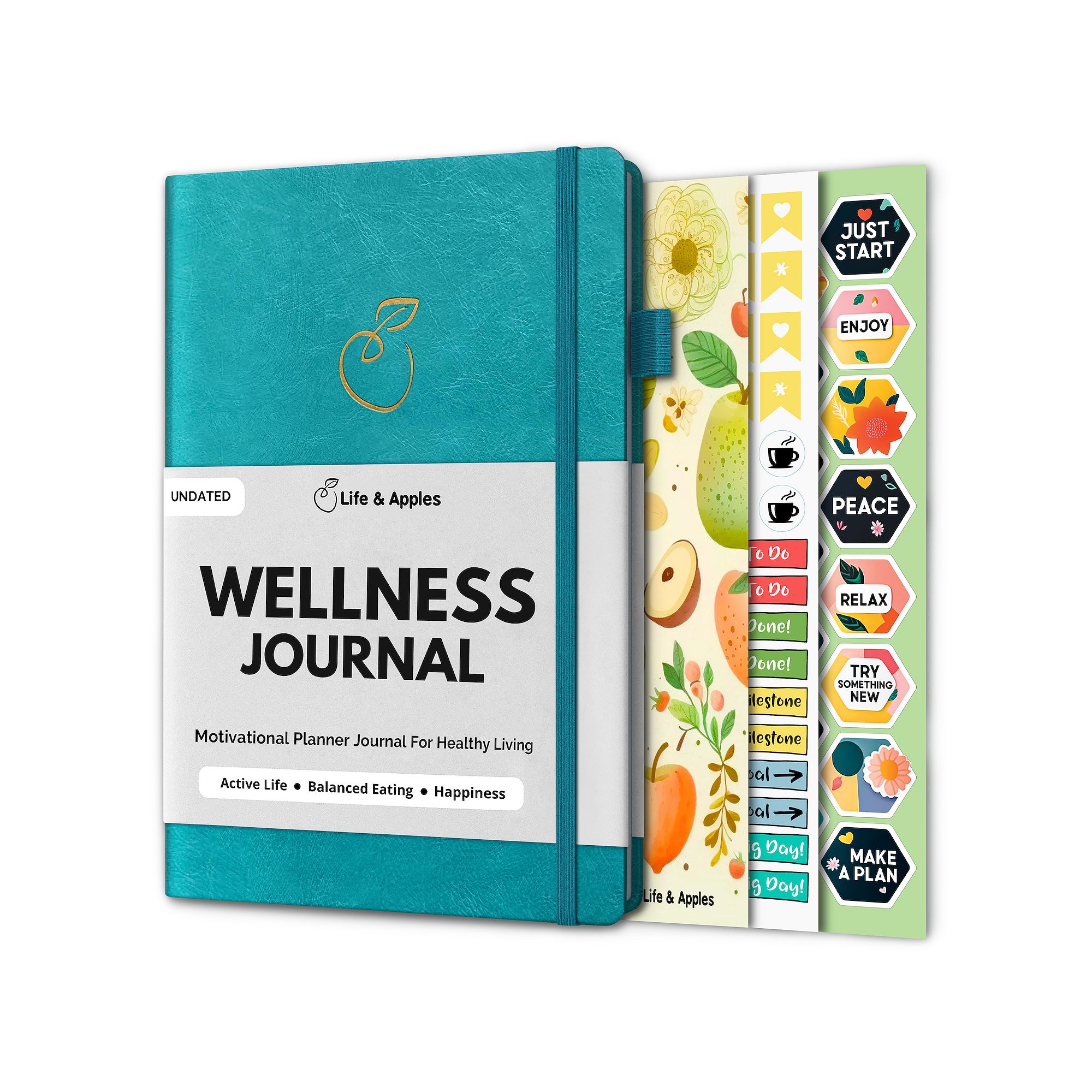 Life & Apples Wellness Journal and Planner, Aquamarine