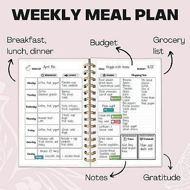 Life & Apples Meal Planner Notebook with Grocery List