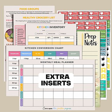 Life & Apples Meal Planner Notebook with Grocery List