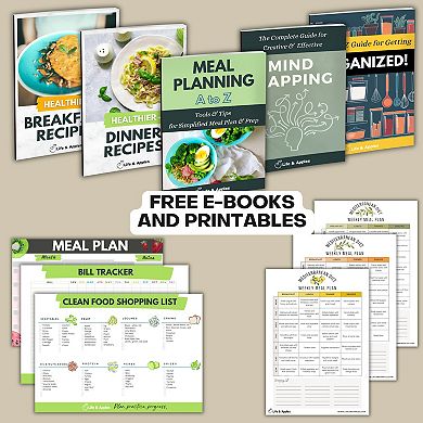 Life & Apples Meal Planner Notebook with Grocery List
