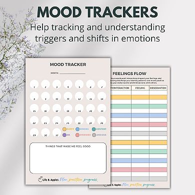 Life & Apples Tune-in Journal for Women: Mental Health Journal for Anxiety and Stress Relief, Guided Journal with Prompts