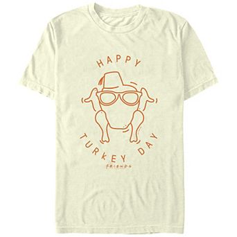 Men's Friends Happy Turkey Day Poster Graphic Tee