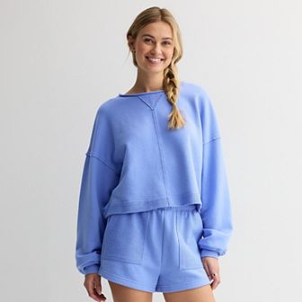 Juniors' SO® Beachy Terry Crewneck Top