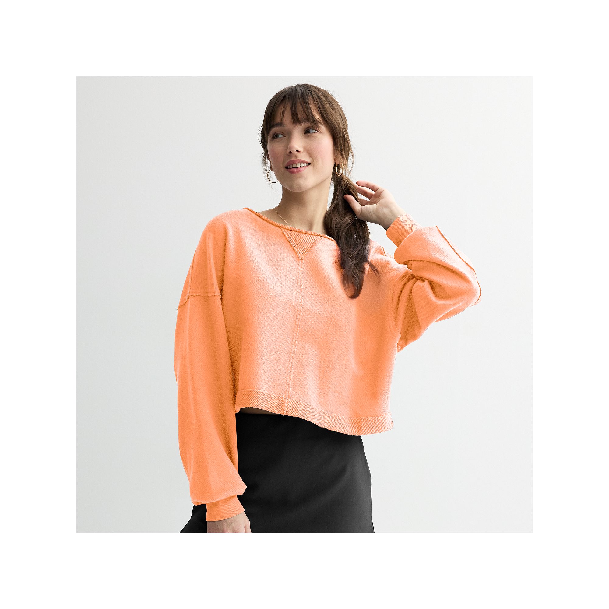 Juniors SO® Beachy Terry Crewneck Top, Girls, Size: XS, Tropic Orange