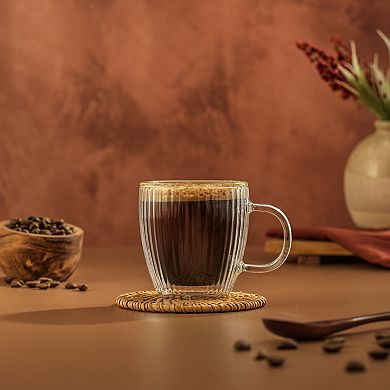JoyJolt Fluted Espresso Cup Set of 2