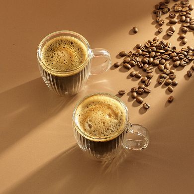 JoyJolt Fluted Espresso Cup Set of 2