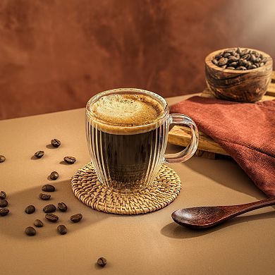 JoyJolt Fluted Espresso Cup Set of 2