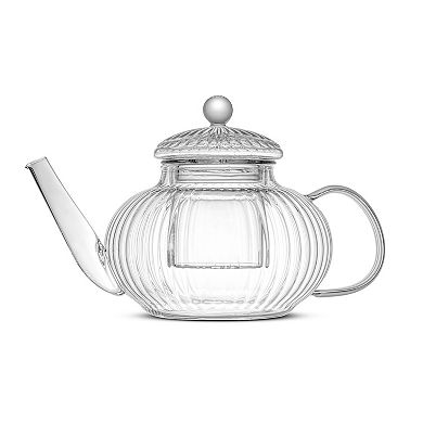 JoyJolt Fluted Glass 34 oz Teapot with Loose Tea Filter