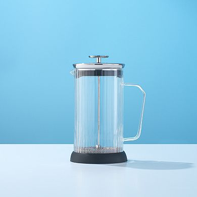 JoyJolt Fluted Glass 34 oz French Press Coffee Maker
