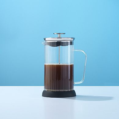 JoyJolt Fluted Glass 34 oz French Press Coffee Maker