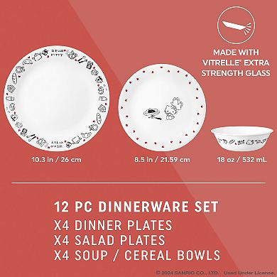 Corelle® Vitrelle® Hello Kitty® Very Delicious 12-Piece Dinnerware Set
