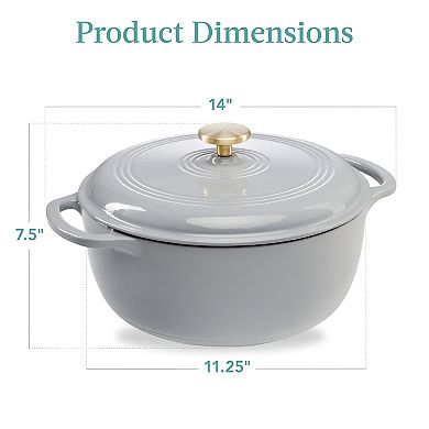 6 Quart Enamel Cast-Iron Dutch Oven for Cooking, Baking, and Slow Roasting