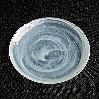 8 Inch Salad Plate Handmade Swirl Glass Plate Graphite for Dinner and Parties - 1 Pc