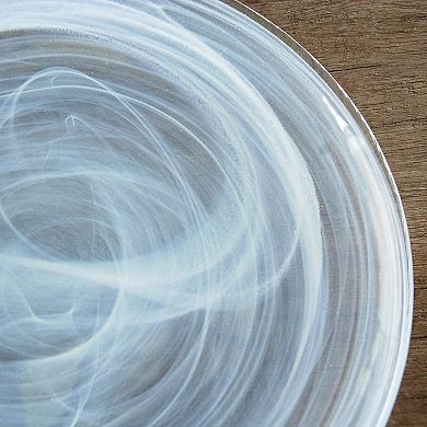 8 Inch Salad Plate Handmade Swirl Glass Plate Graphite for Dinner and Parties - 1 Pc