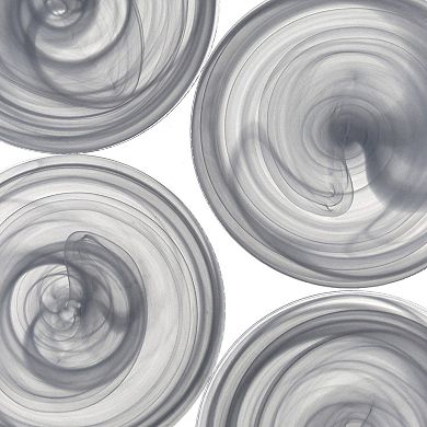 8 Inch Salad Plate Handmade Swirl Glass Plate Graphite for Dinner and Parties - 1 Pc