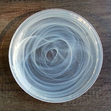 8 Inch Salad Plate Handmade Swirl Glass Plate Graphite for Dinner and Parties - 1 Pc