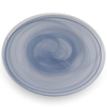 8 Inch Salad Plate Handmade Swirl Glass Plate Graphite for Dinner and Parties - 1 pc