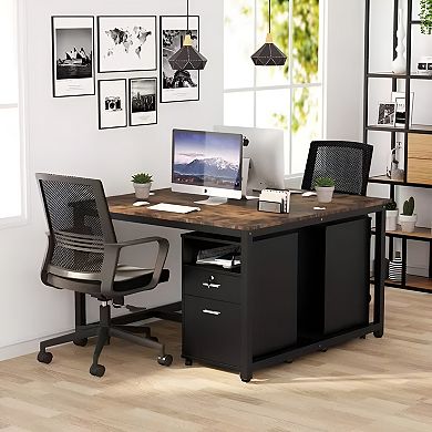 2-Drawer Rolling File Cabinet with Locking Storage, Office Cart with Printer Surface