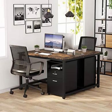 2-Drawer Rolling File Cabinet with Printer Stand & Wheels - Office Cart Organizer