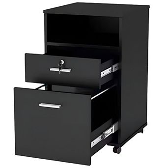 2-Drawer Rolling File Cabinet with Printer Stand & Wheels - Office Cart Organizer