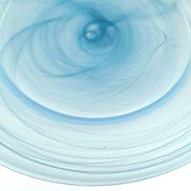 13" Aqua Glass Charger Plate Handmade Marbleized Alabaster for Dinning & Parties - 1 Piece