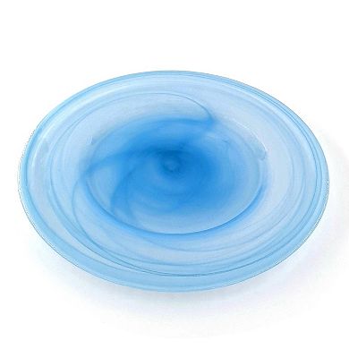 13" Aqua Glass Charger Plate Handmade Marbleized Alabaster for Dinning & Parties - 1 Piece