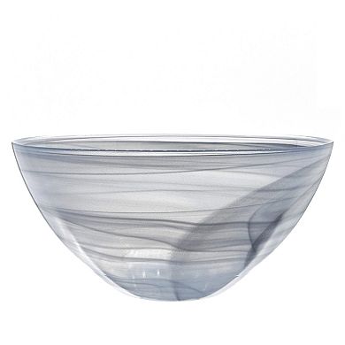 1 Piece 12 Inch Glass Serving Bowl Modern Marbleized Finish for Parties and Home Dining