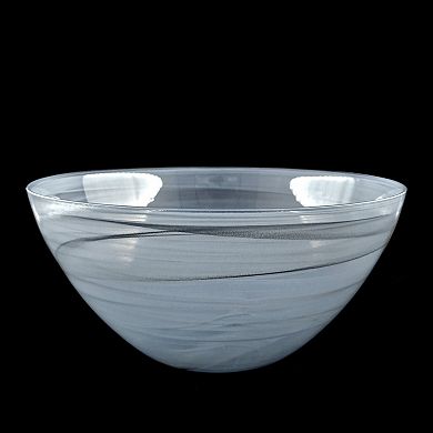 1 Piece 12 Inch Glass Serving Bowl Modern Marbleized Finish for Parties and Home Dining