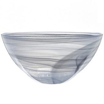 1 pc 12 Inch Glass Serving Bowl Modern Marbleized Finish for Parties and Home Dining